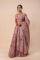 Handwoven Digital Printed Pink Silk Lehenga