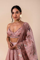 Handwoven Digital Printed Pink Silk Lehenga