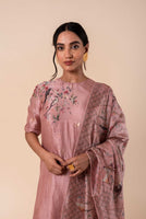 Handwoven Digital Printed Pink Silk Kurta and Palazzo