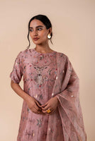 Handwoven Digital Printed Pink Silk Kurta and Palazzo with Dupatta