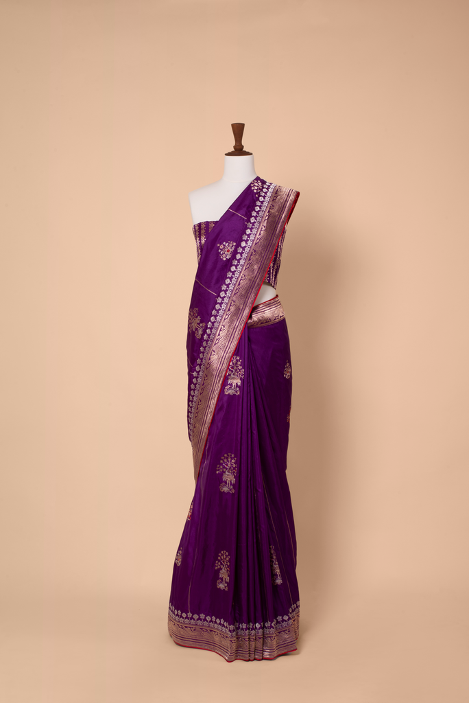 Handwoven Purple Silk Sari
