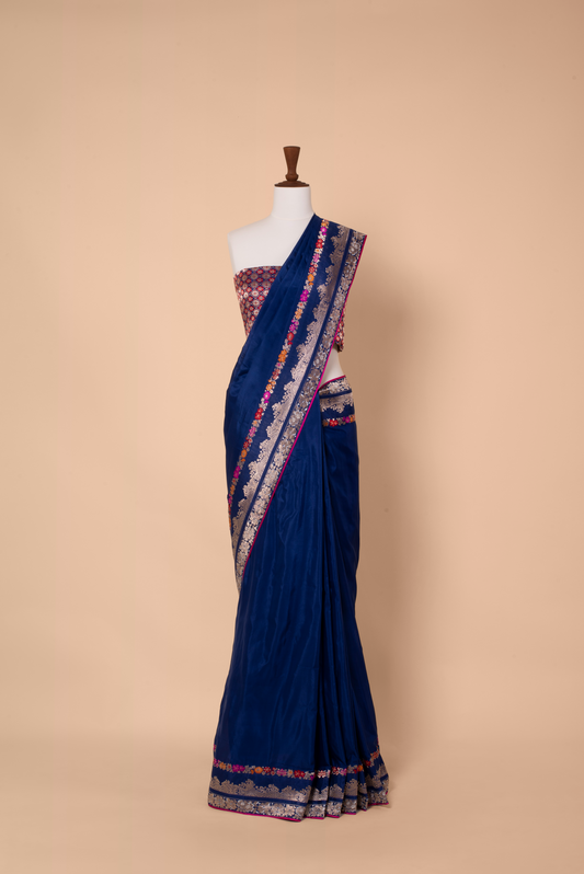 Handwoven Blue Silk Sari