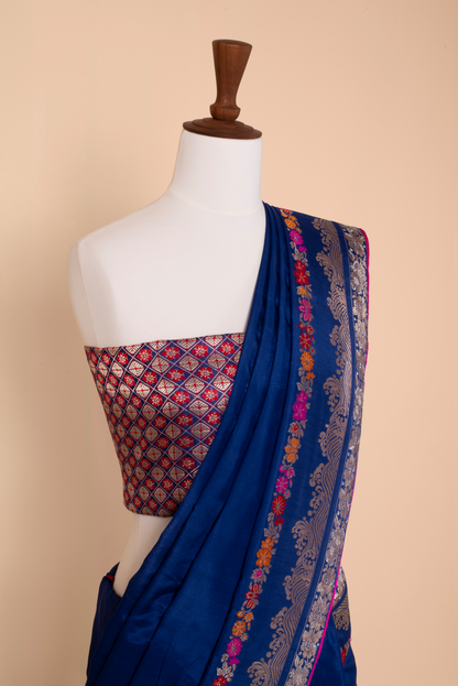 Handwoven Blue Silk Sari