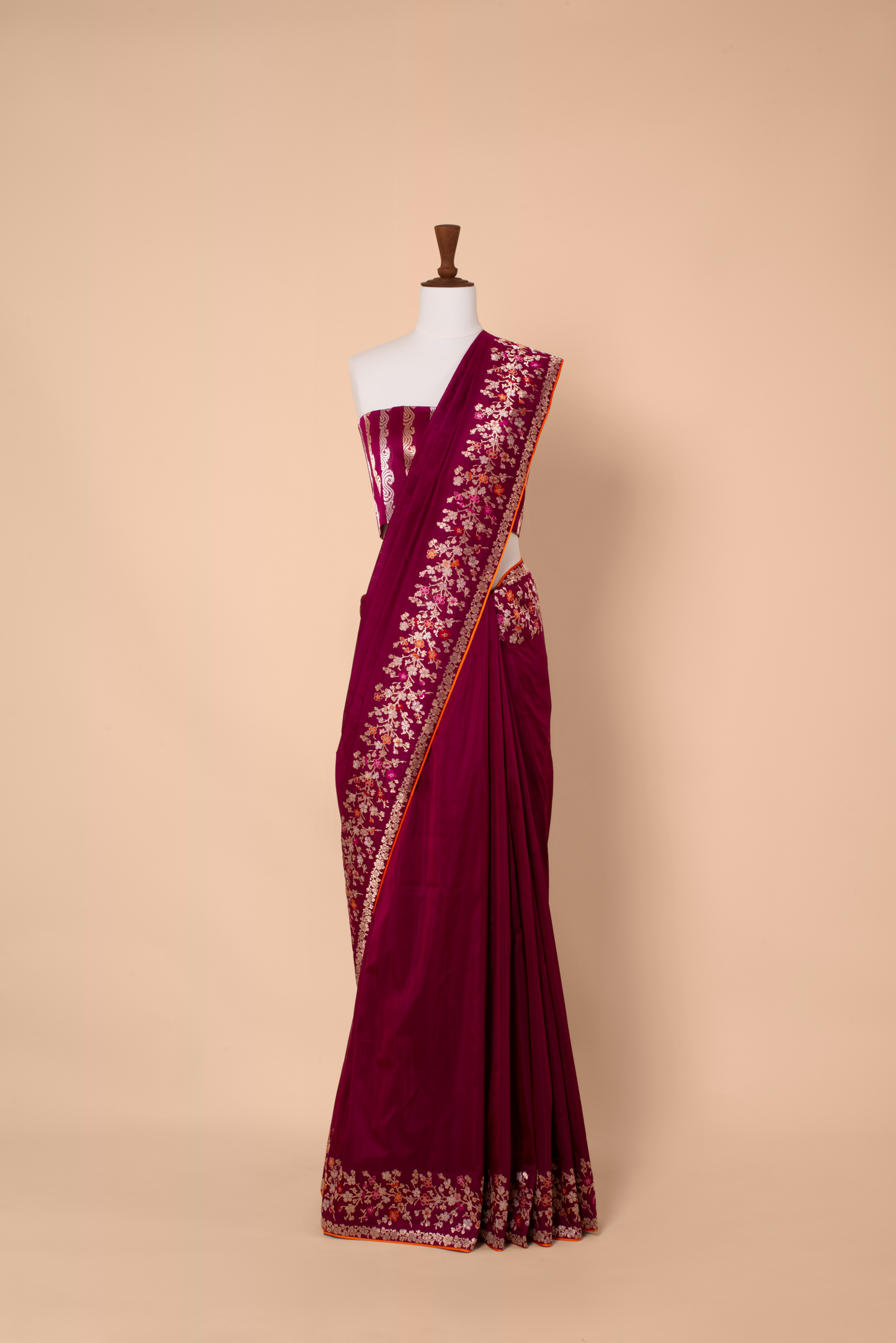 Handwoven Garnet Silk Saree