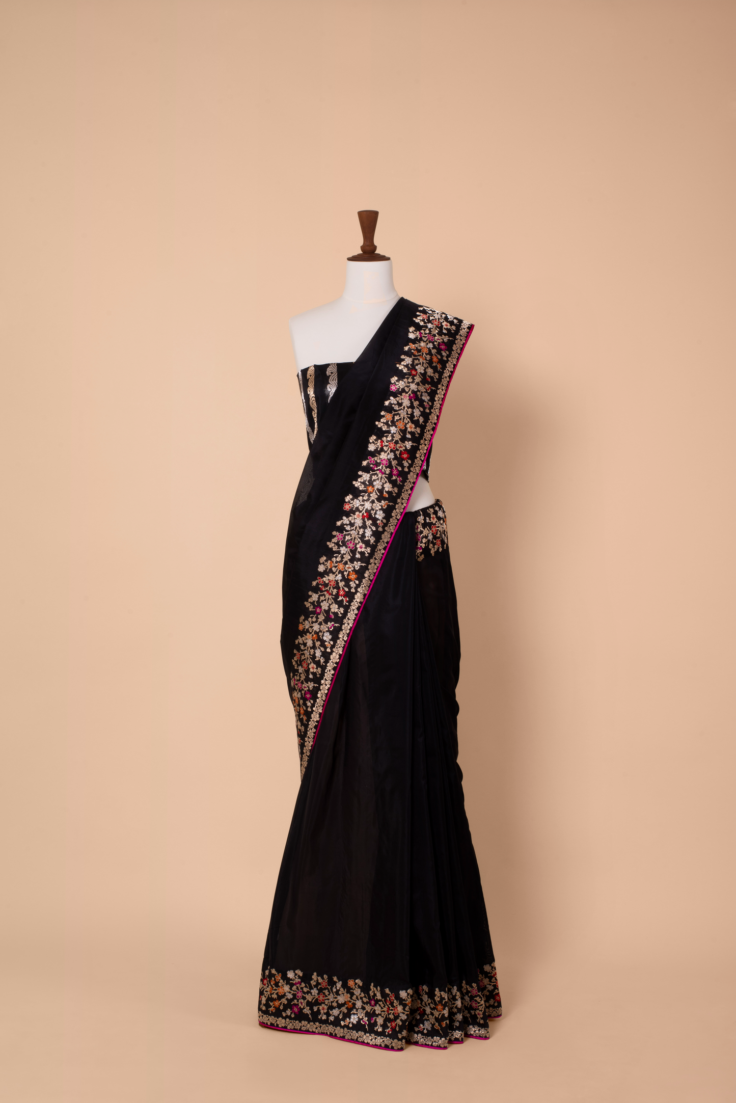 Handwoven Black Silk Sari