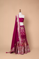 Handwoven Maroon Silk Lehenga