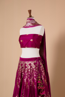Handwoven Maroon Silk Lehenga