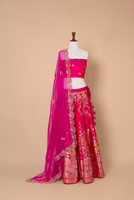 Handwoven Pink Silk Lehenga