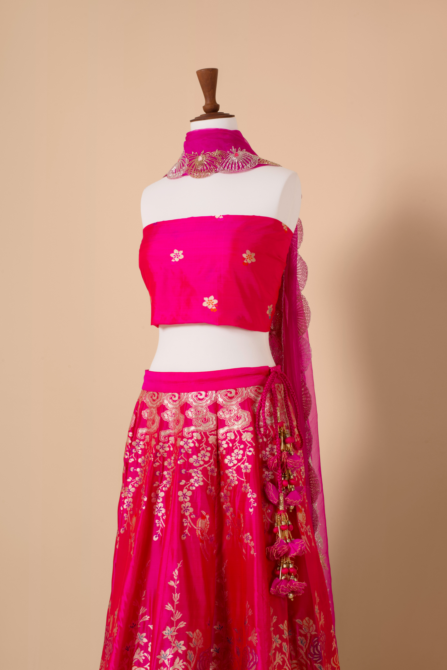 Handwoven Pink Silk Lehenga