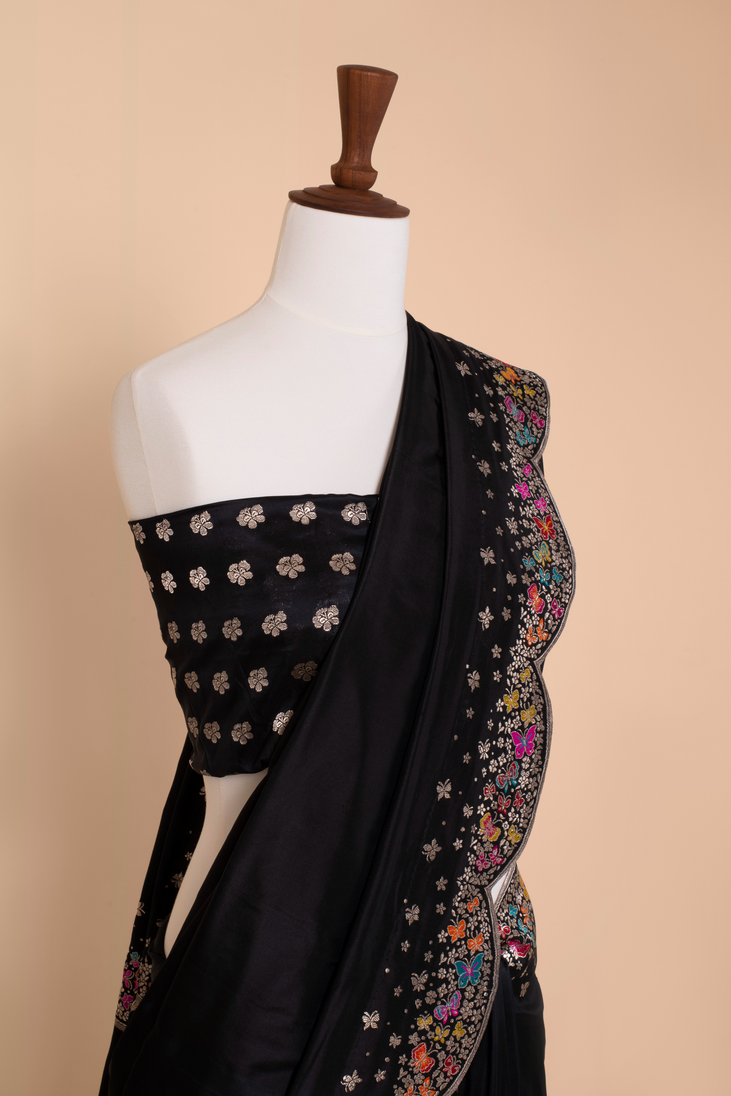 Handwoven Black Silk Sari