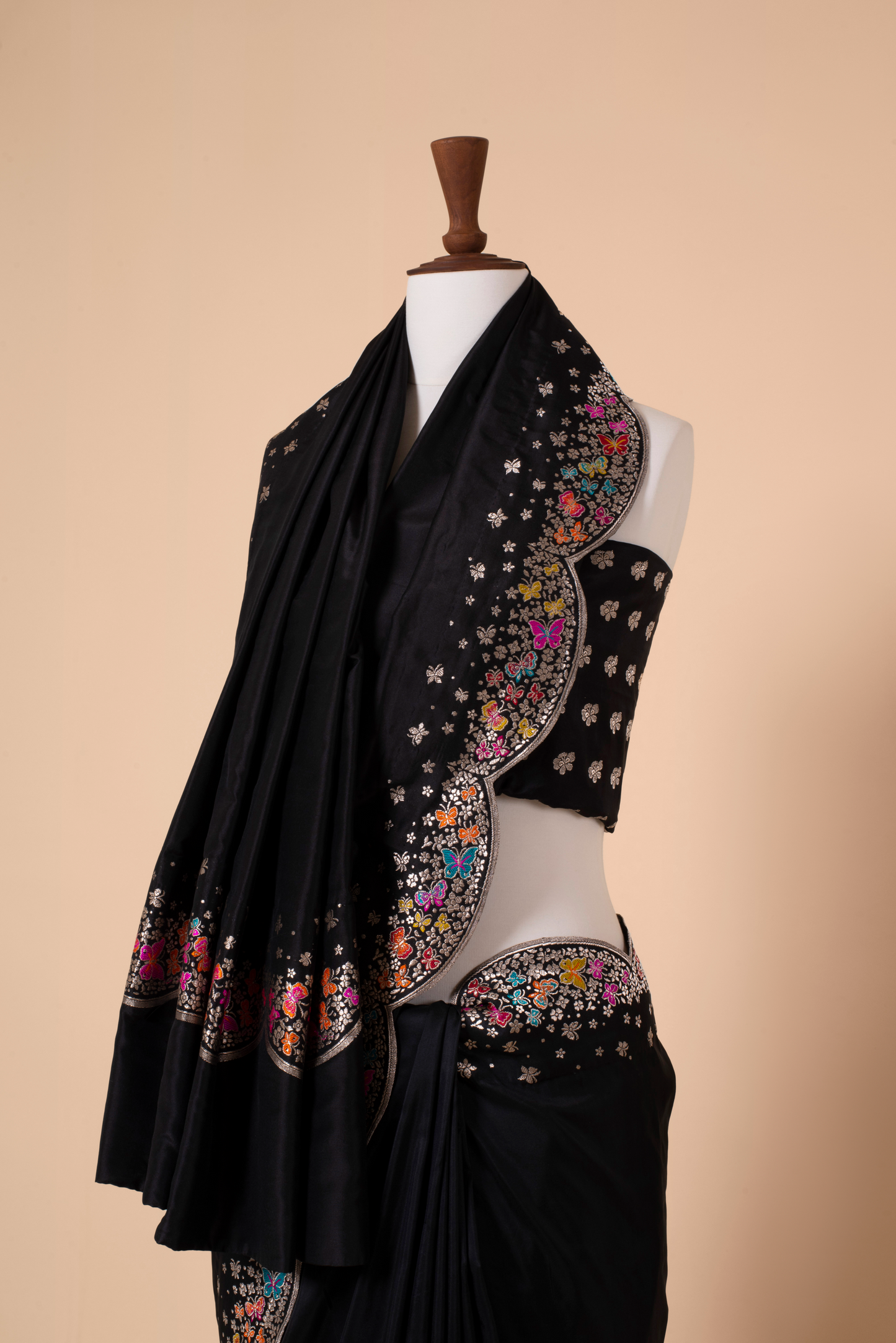 Handwoven Black Silk Sari