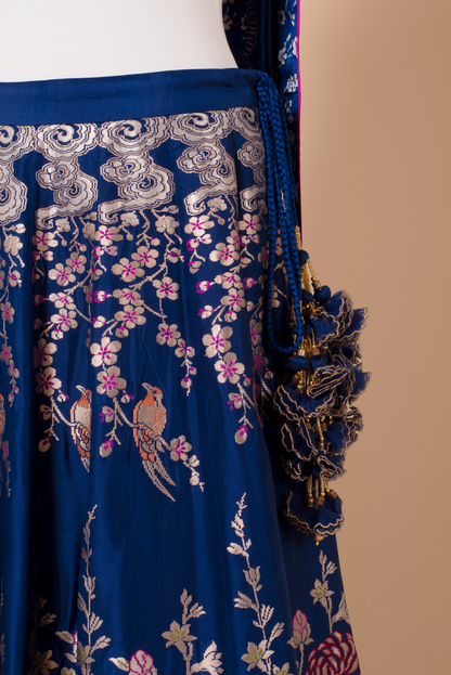 Handwoven Royal Blue Silk Lehenga