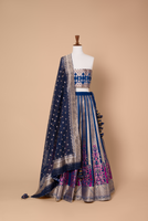 Handwoven Blue Silk Lehenga