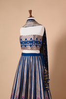 Handwoven Blue Silk Lehenga