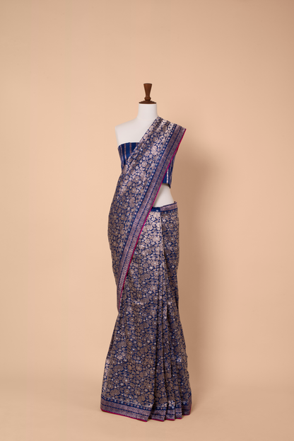 Handwoven Blue Silk Sari