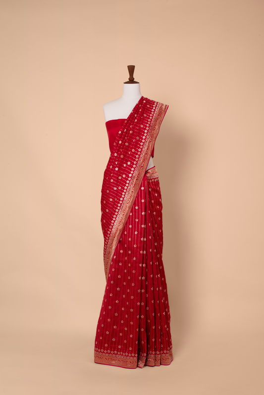 Handwoven Red Silk Sari