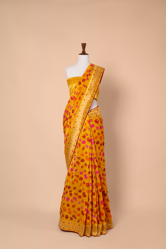 Handwoven Mustard Silk Sari