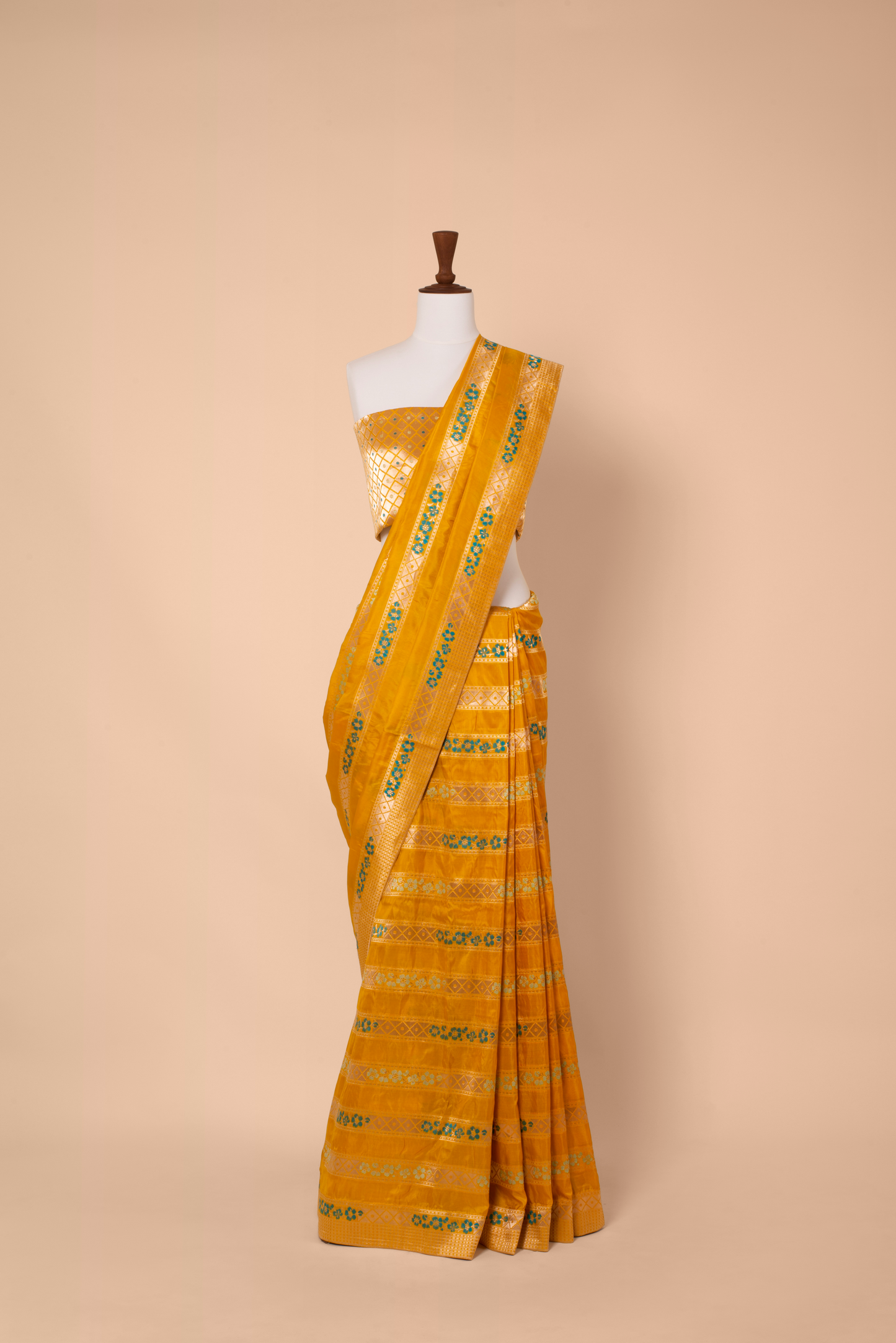 Handwoven Mustard Silk Sari