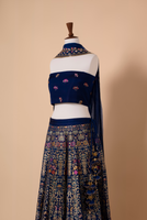 Handwoven Blue Silk Lehenga