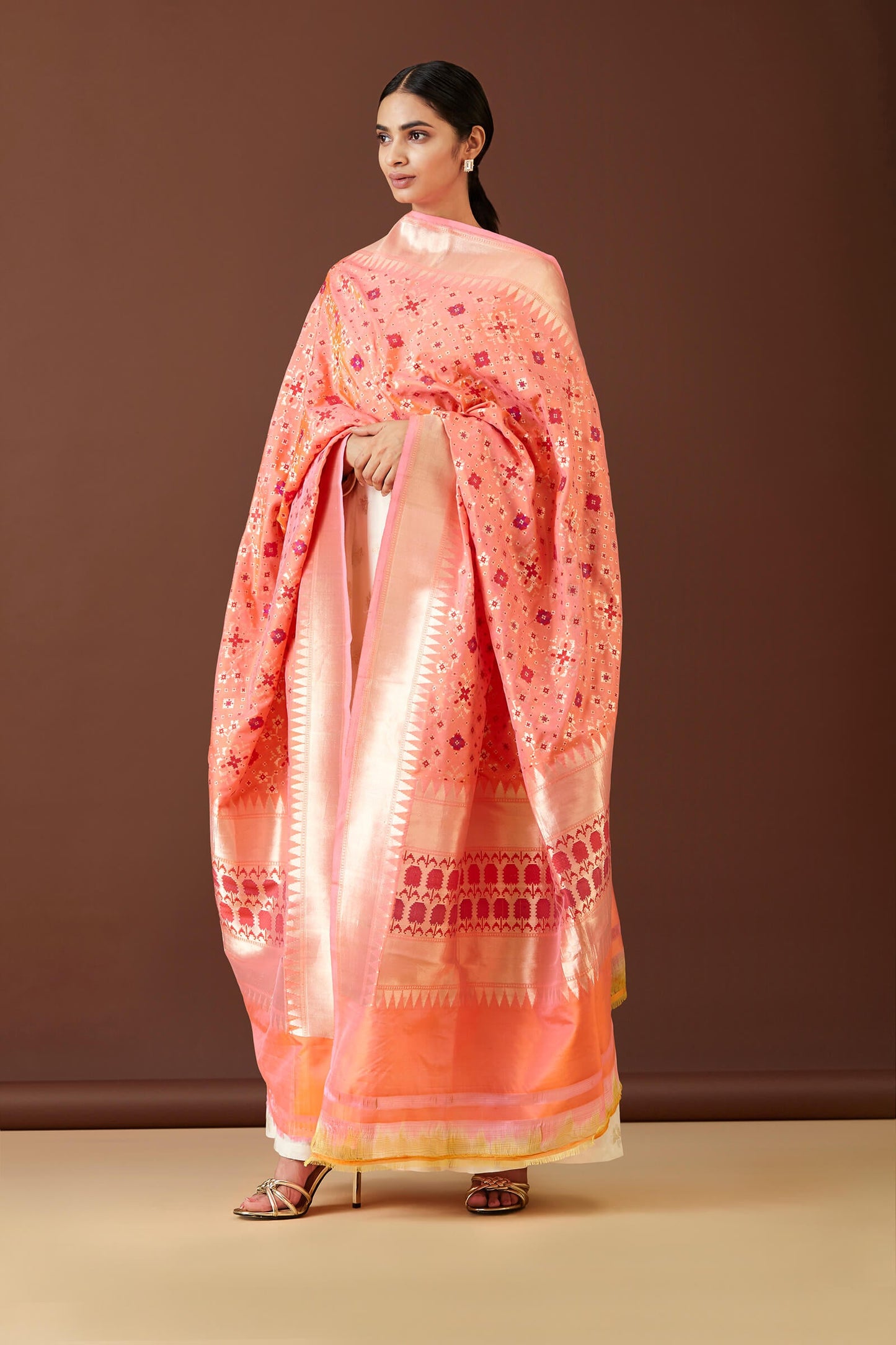 Handwoven Pink Banarasi Silk Patola