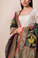 Handwoven Black Organza Dupatta