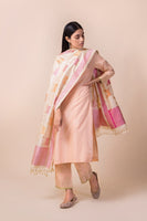 Handwoven Ivory Silk Dupatta By Play Clan For Ekaya