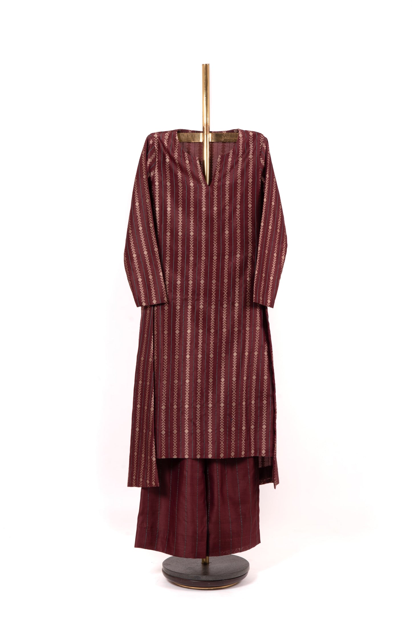 Wine Striped Cotton Suit