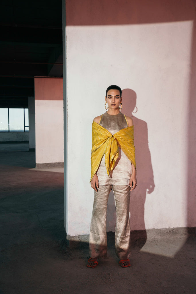 Rich Gold Halter Neck Scarf Set