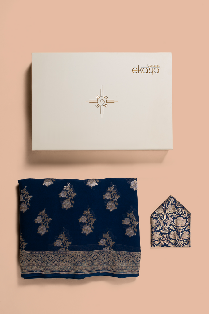Handwoven Blue Sari Gift Set