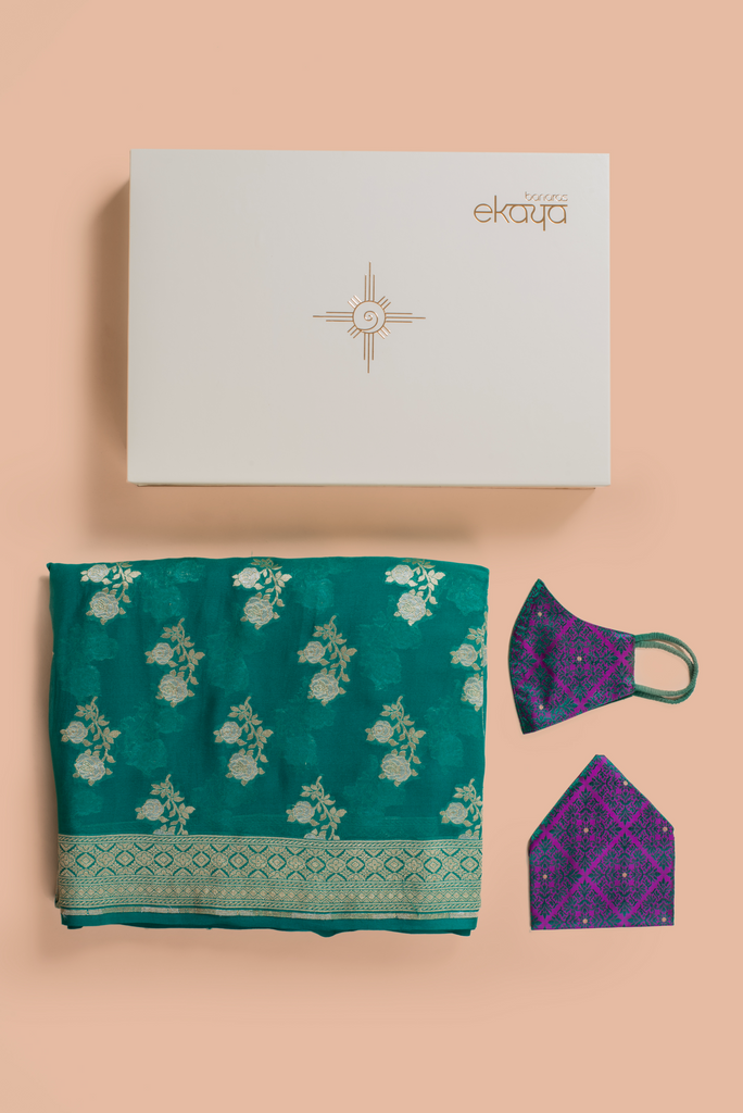 Handwoven Green Sari Gift Set