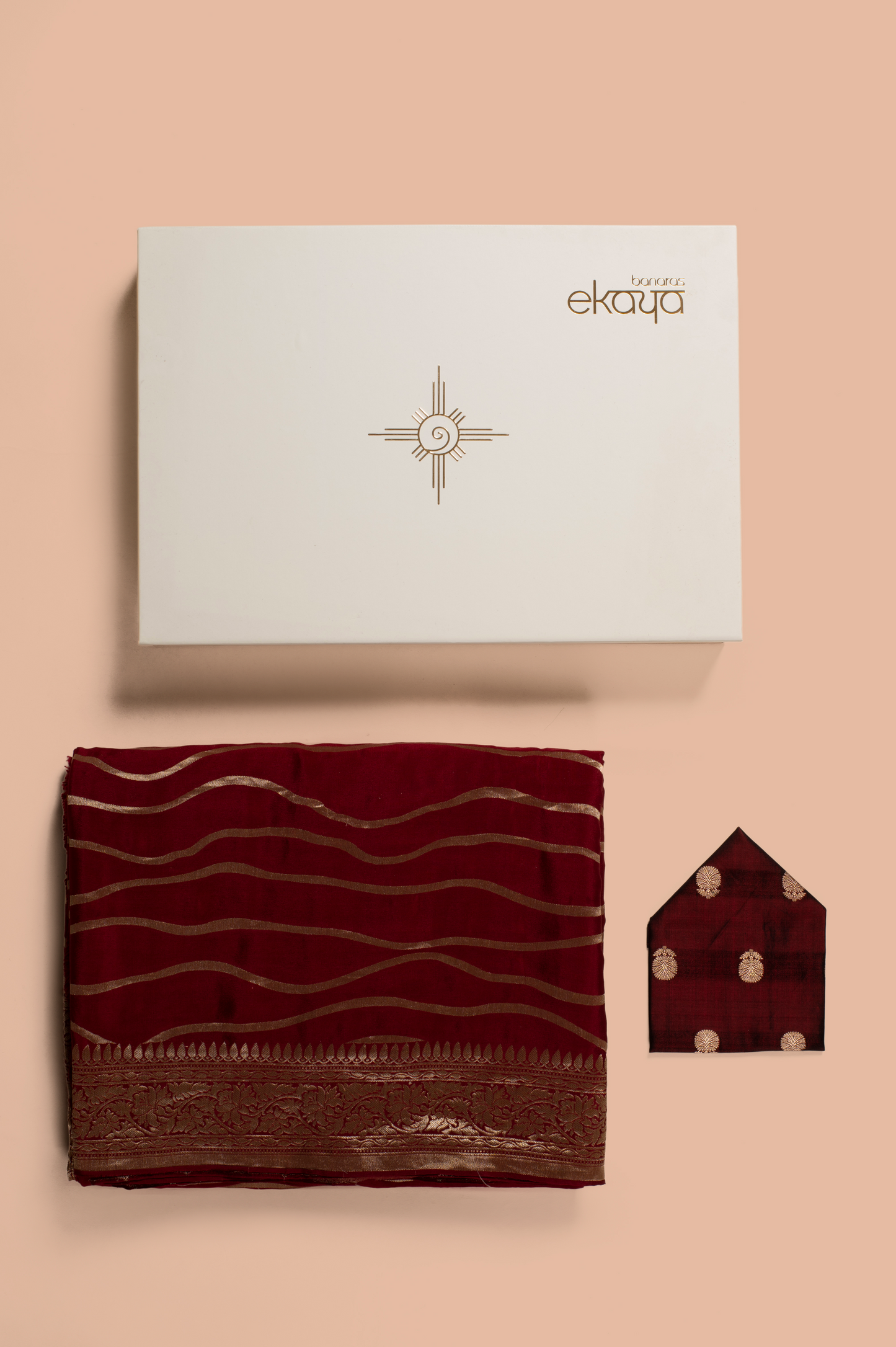Handwoven Maroon Sari Gift Set