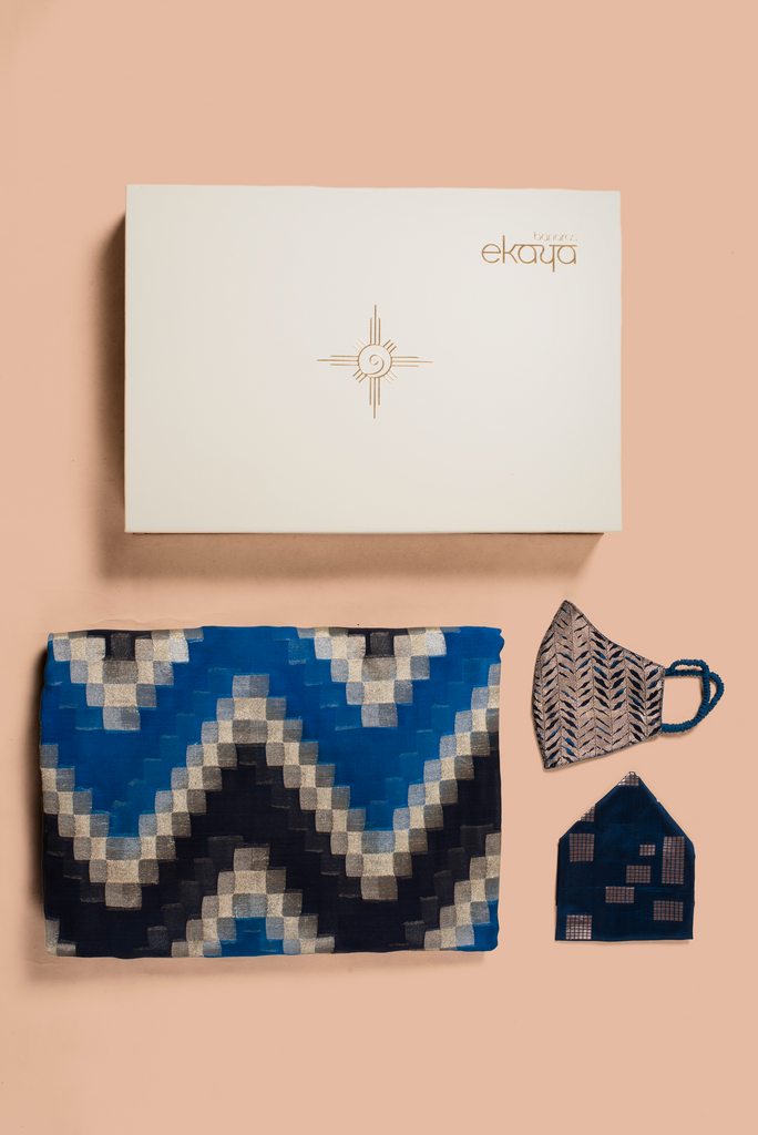 Handwoven Blue Sari Gift Set