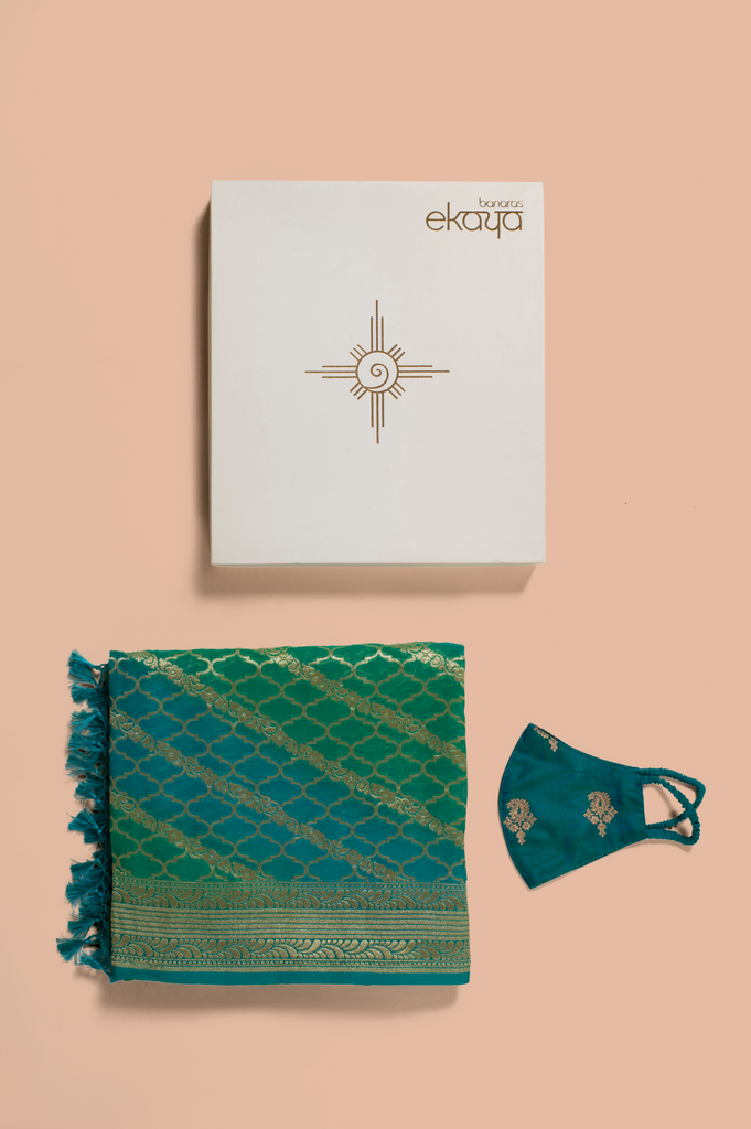 Handwoven Sea Green Dupatta Gift Set
