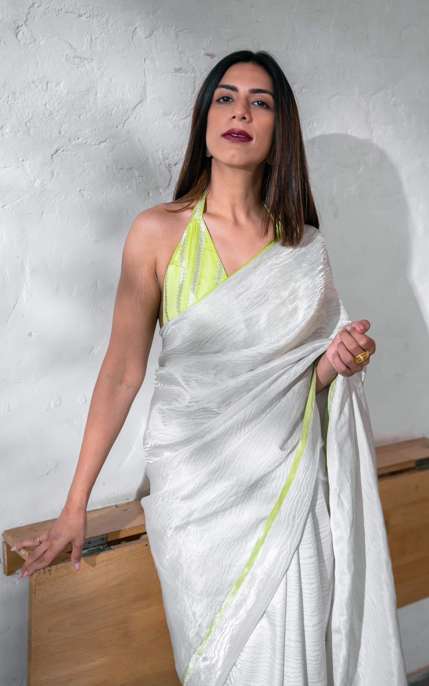 Handwoven Ivory Silk Sari