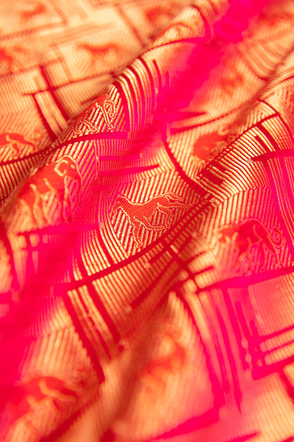 Handwoven Pink Satin Silk Fabric