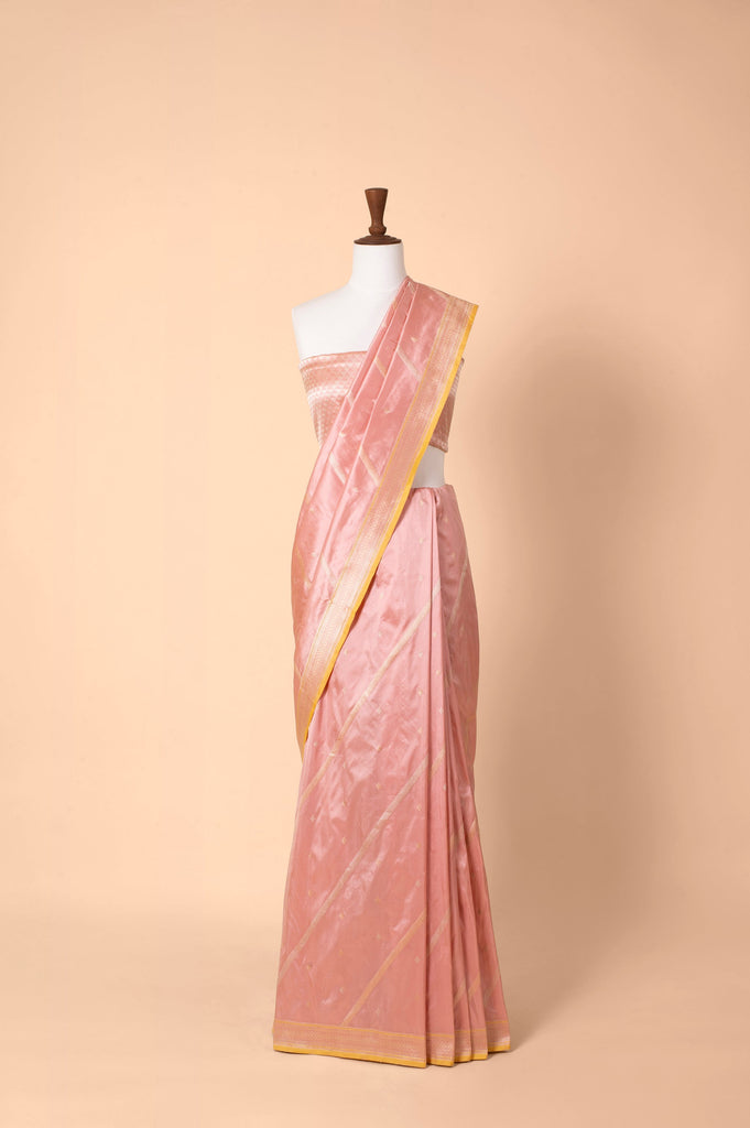 Handwoven Pink Silk Sari