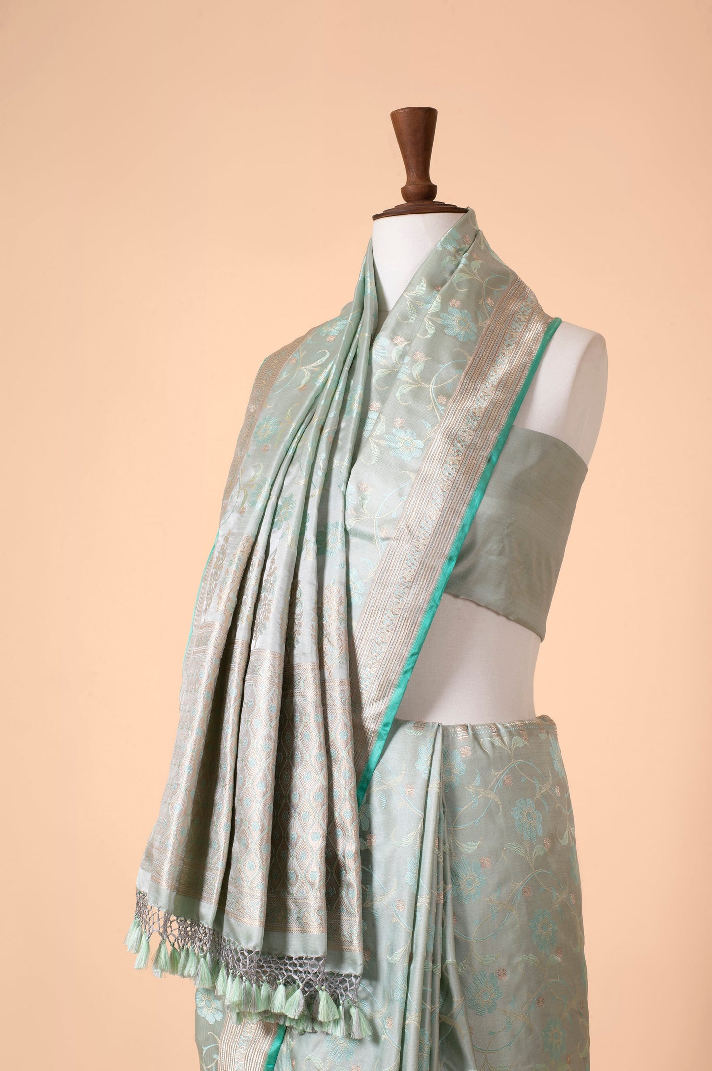 Handwoven Light Blue Silk Sari