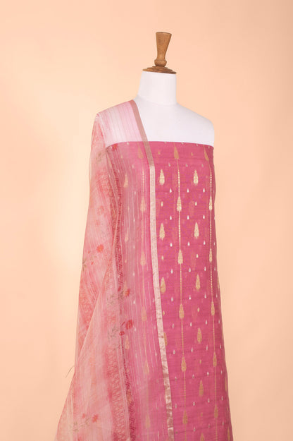 Handwoven Pink Digital Printed Chanderi Suit Piece