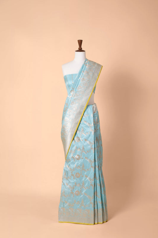 Handwoven Blue Silk Sari