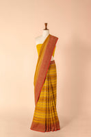 Handwoven Yellow Georgette Sari