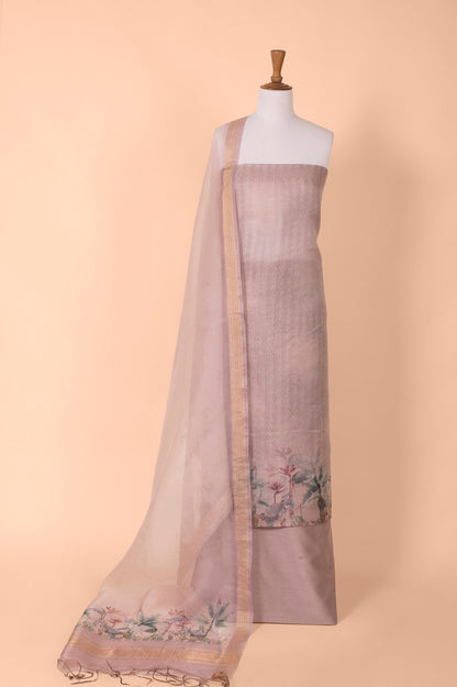 Handwoven Mauve Digital Printed Organza Suit Piece