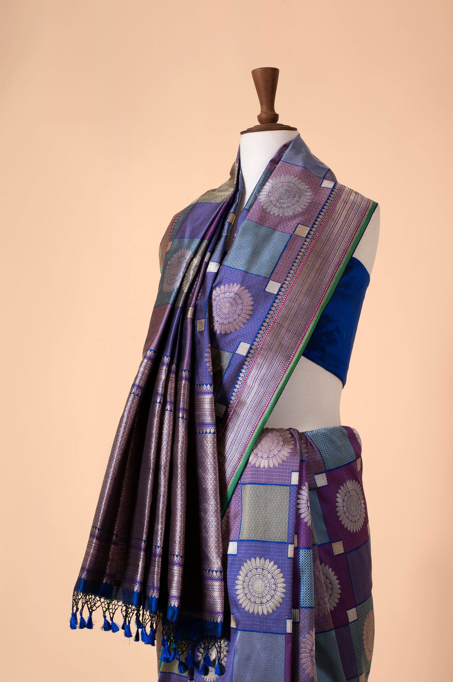 Handwoven Blue Silk Sari