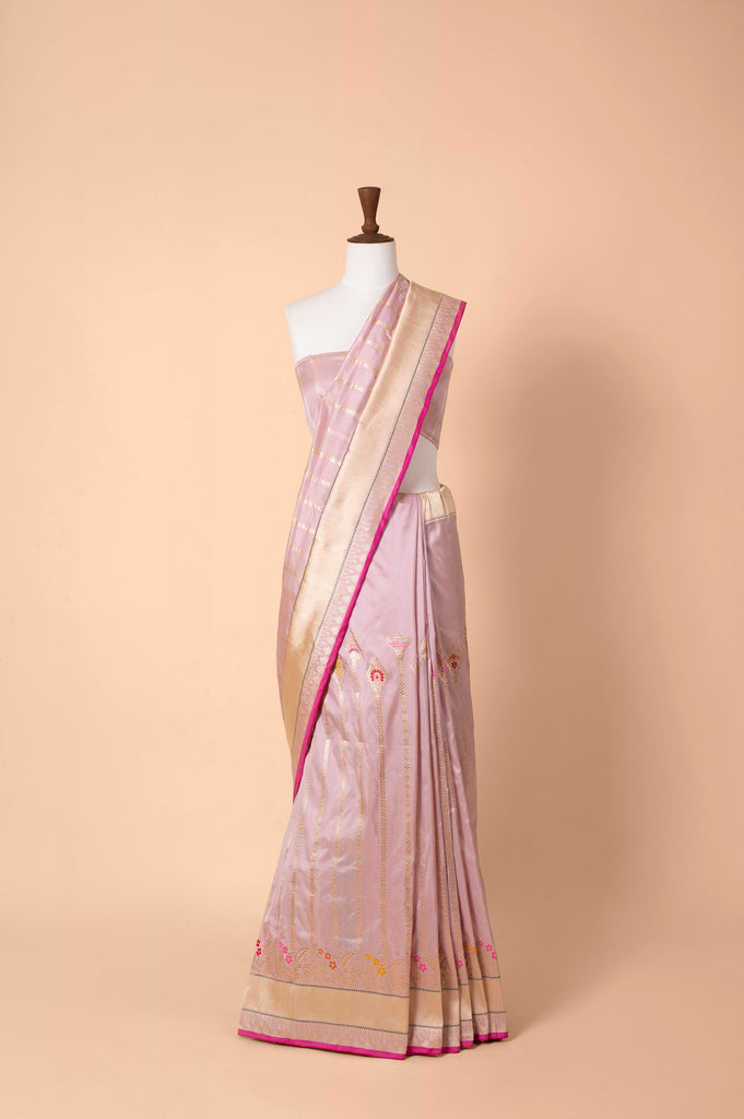 Handwoven Mauve Silk Sari