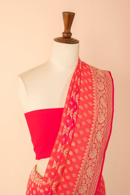 Handwoven Pink Georgette Sari