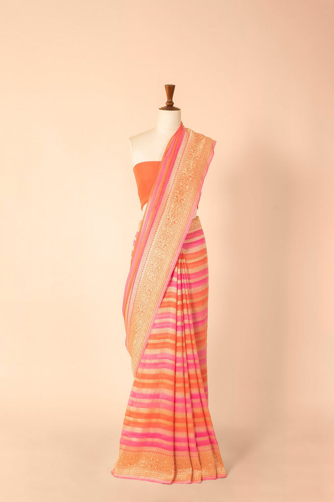 Handwoven Multicolor Georgette Sari