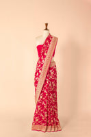 Handwoven Pink Georgette Sari
