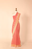 Handwoven Pink Georgette Sari