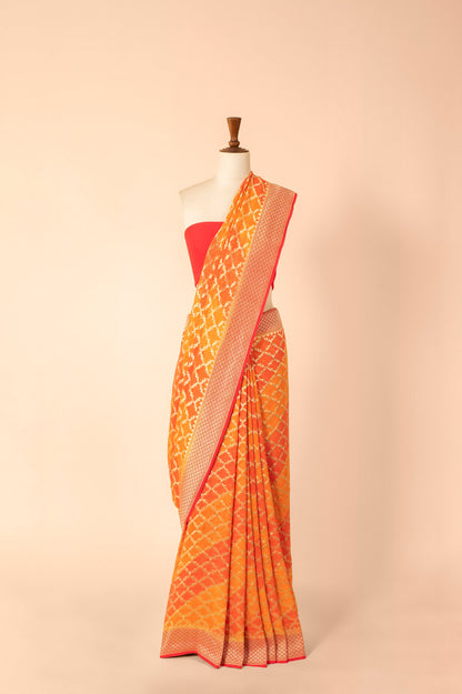 Handwoven Orange Georgette Sari