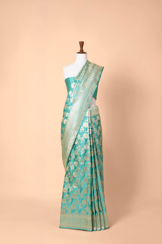 Handwoven Aqua Green Silk Saree