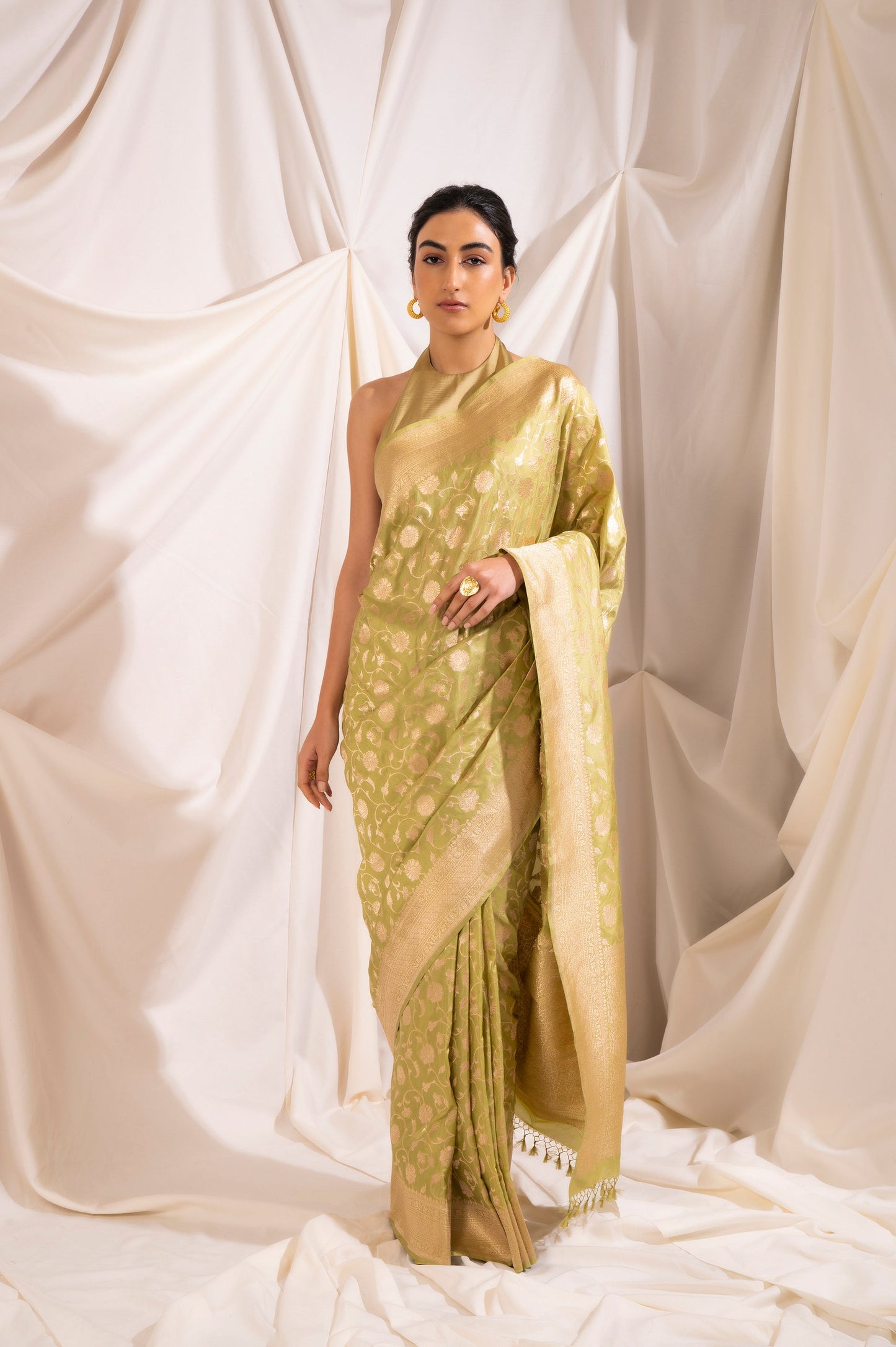 Handwoven Green Silk Sari